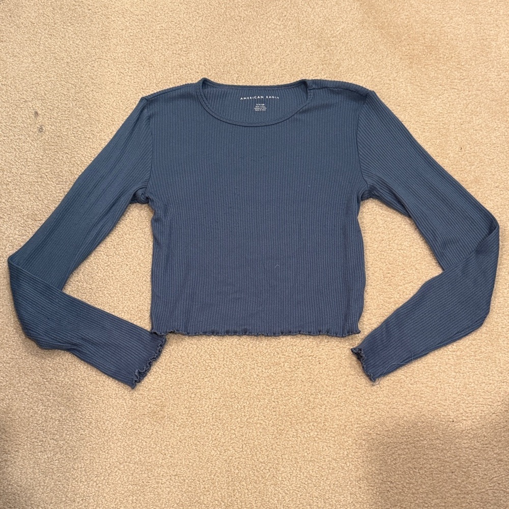 American Eagle Outfitters Ribbed Blue Top